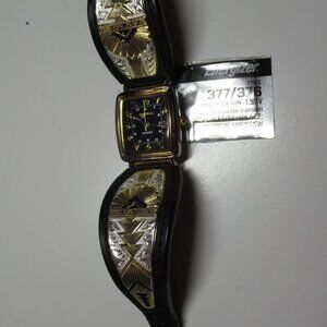 Montana Silversmiths Western Cowgirl Sterling Silver Black Leather Watch NEW